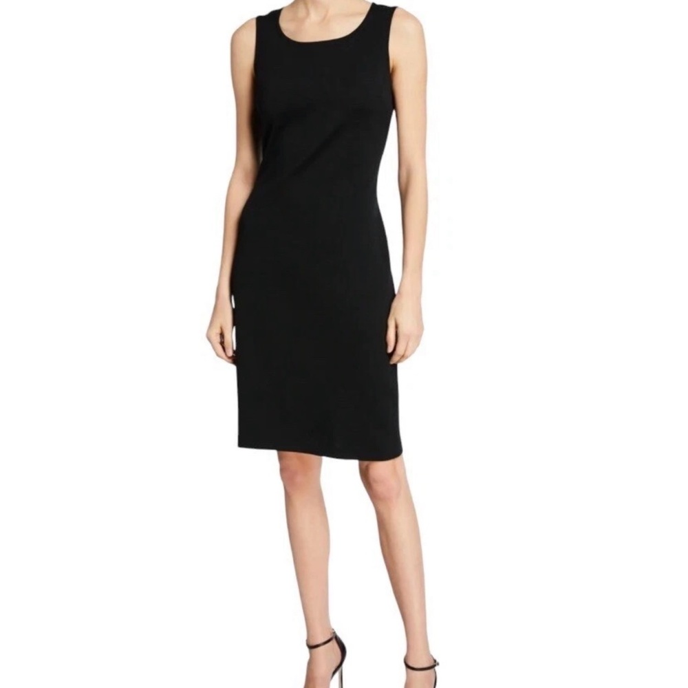 St. John Caviar Milano Knit Dress Sleeveless Sheath Wool Blend Sz 12